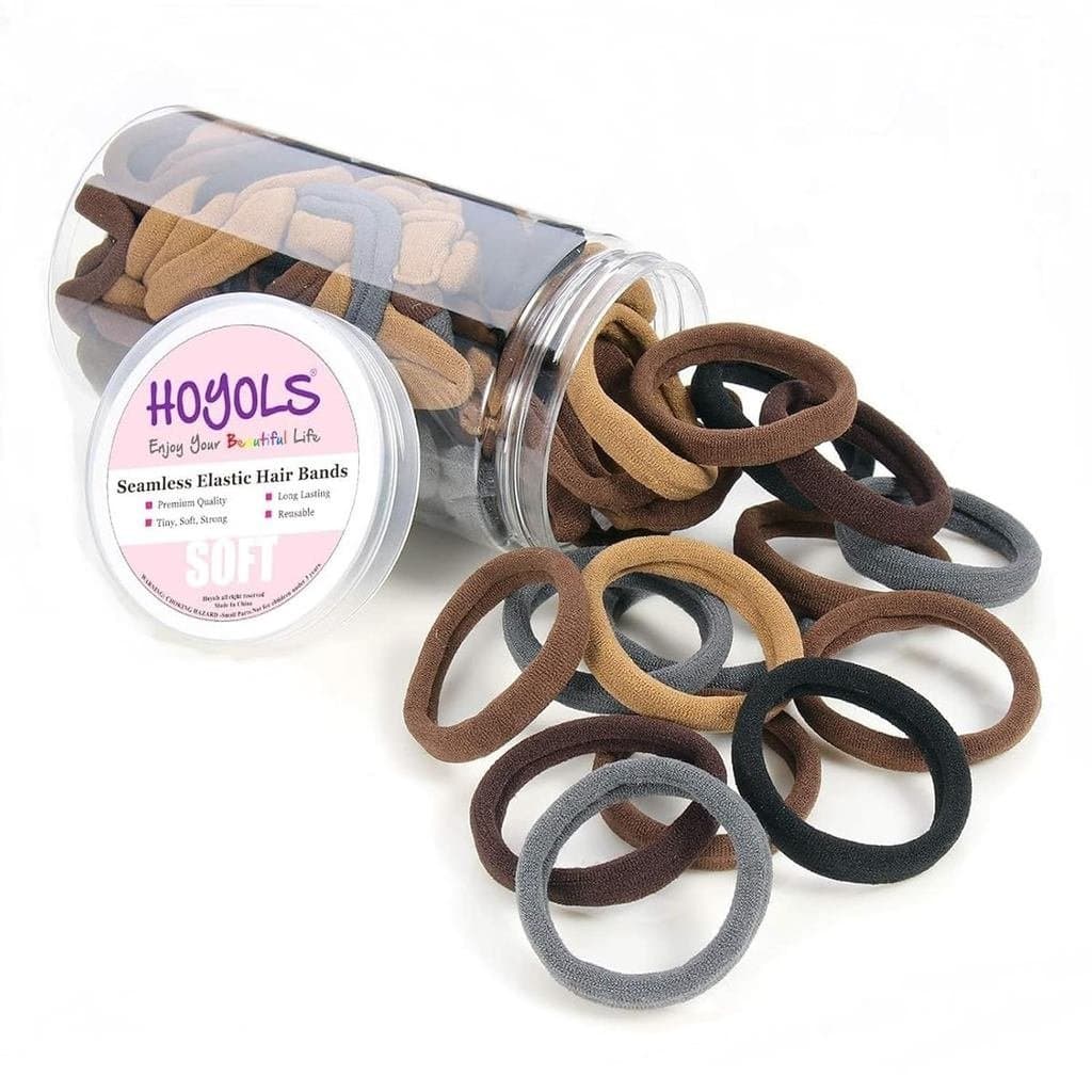 HOYOLS 100 peças de elásticos de cabelo macios, sem danos, elásticos grossos e macios para rabo de cavalo, sem marcas, p