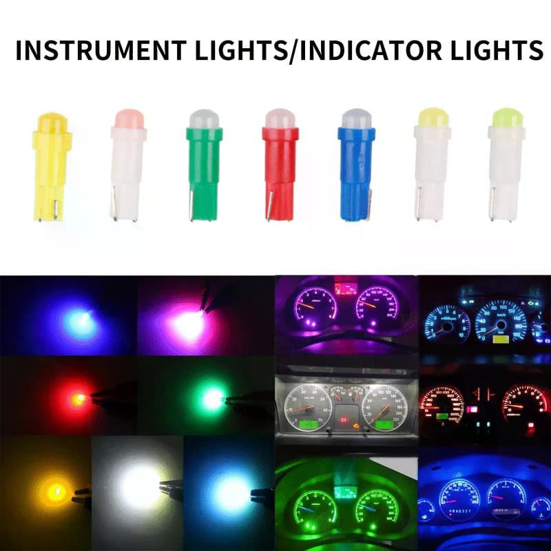 10 Pçs T5 Luzes LED T5 W1.2W W3W Luz Interior Do Carro Para Liberação Cúpula Lâmpada Indicador Cunha Instrumento Automát