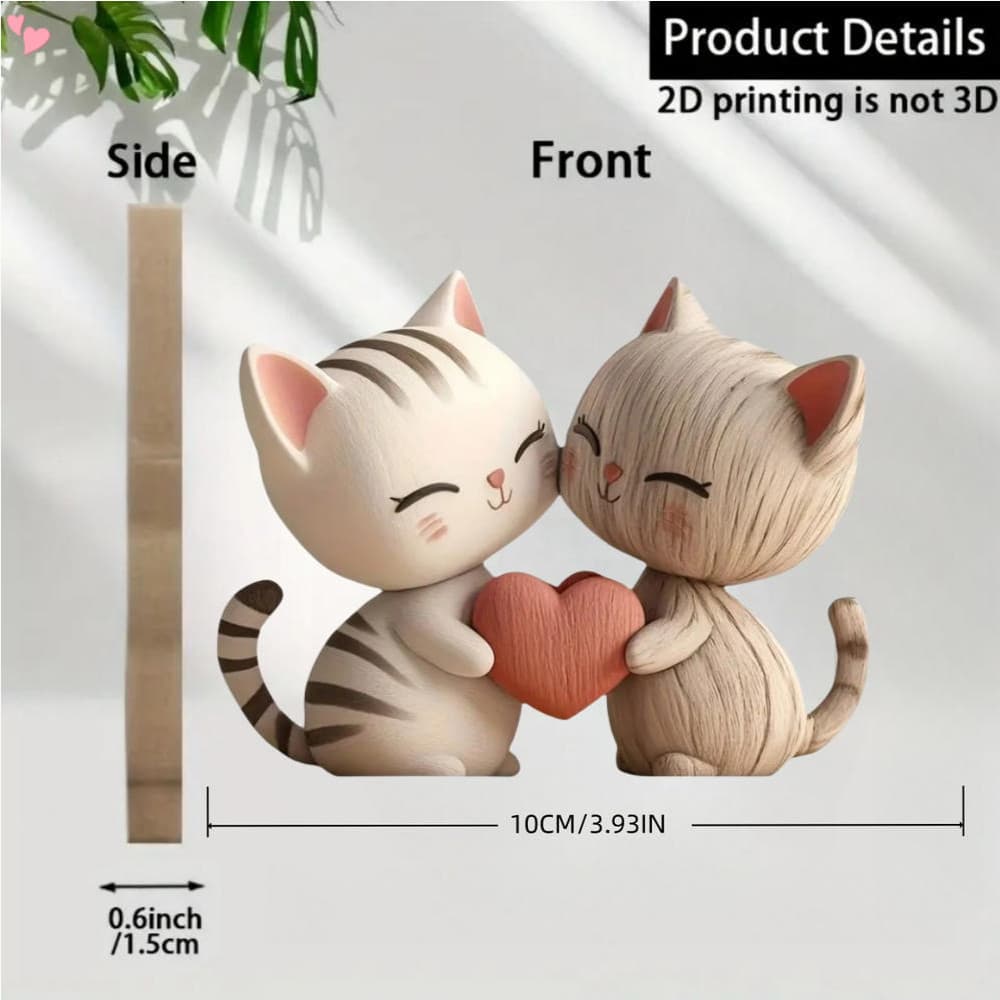 Escultura Realista de Gatinho em Madeira, Presente Compacto para Amantes de Animais, Textura Plana 2D, Pequeno Ornamento