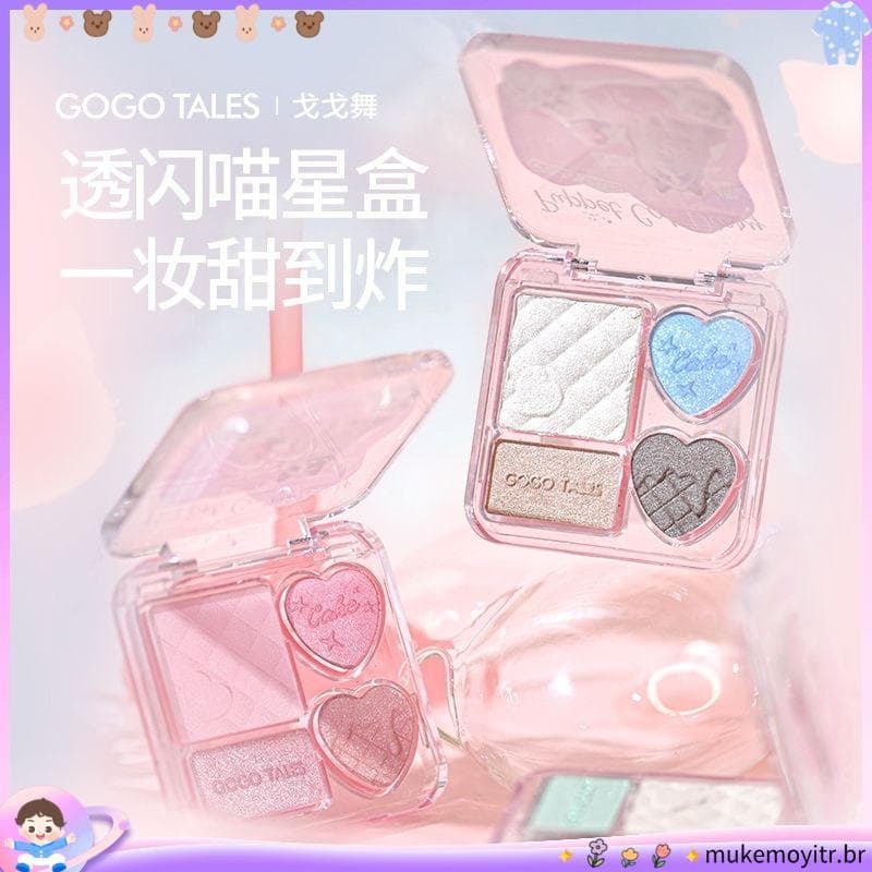GOGO TALES GOGO Dance Meow Magic 4 cores paleta de sombras diário pérola Blush alto brilho luz maquiagem estudante femin