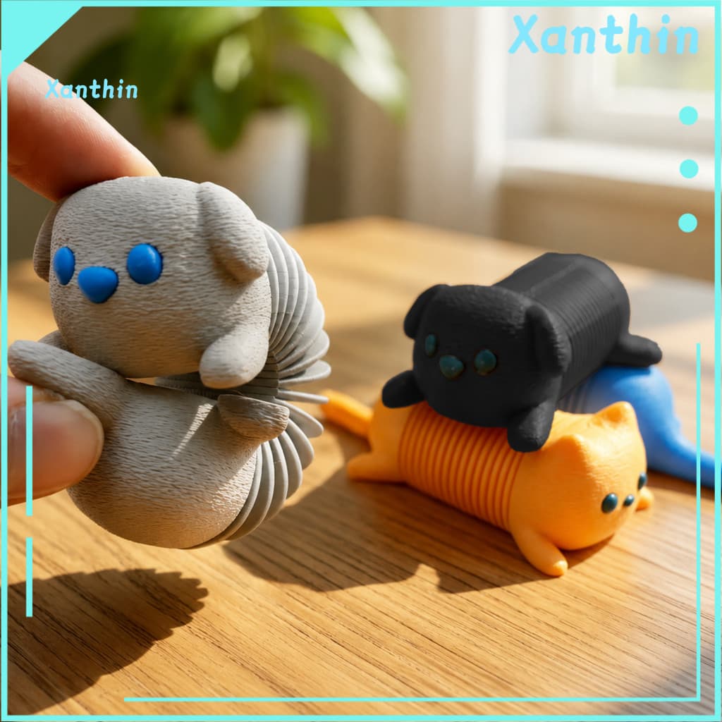 Springy Animal Toy Cat Fidget 3d Printed Dog – Stretchy Stress Relief Sensory Desk for Office Home Decor Kids Adults R
