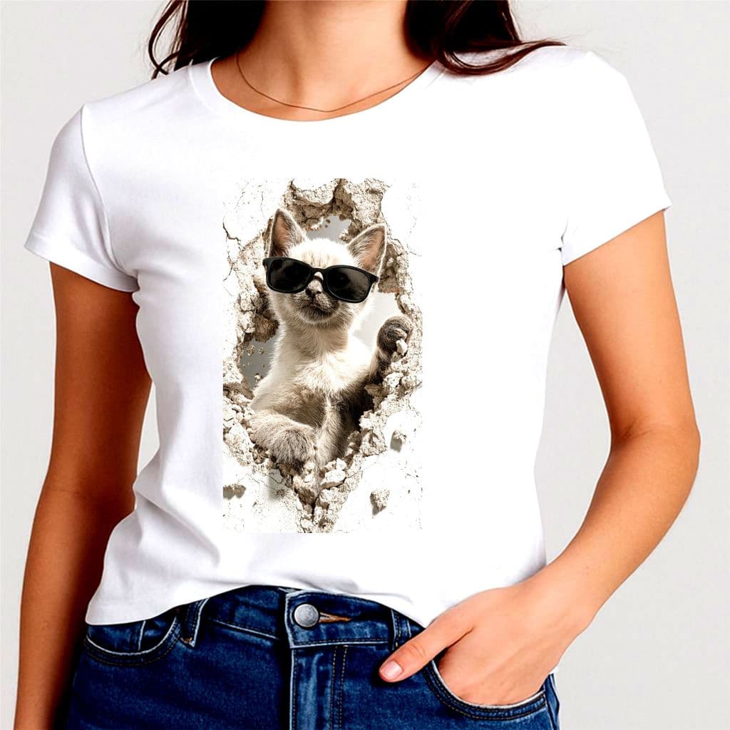 Camisa Gatinho Fofo Baby Look Blusa Variados Variados 01G6
