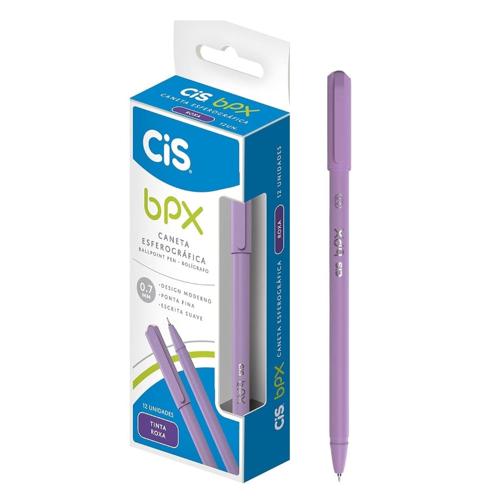 Caneta Gel Cis Roxo BPX Ponta 0.7mm Caixa 12 un