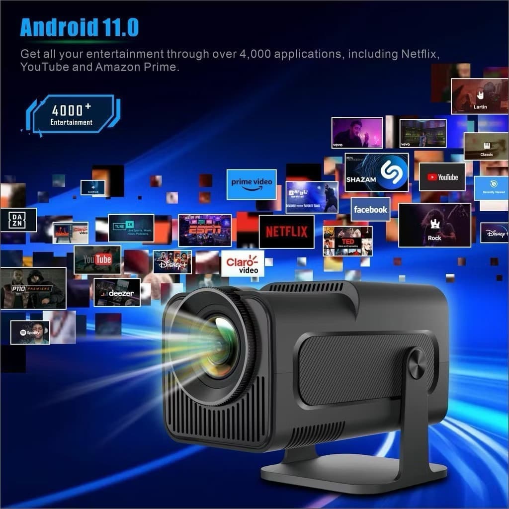 Mini Projetor HY320 Portátil Full HD 1080p | Compatível 4K, Bluetooth, HDMI, USB | Cinema em Casa com Alto-Falante Integ