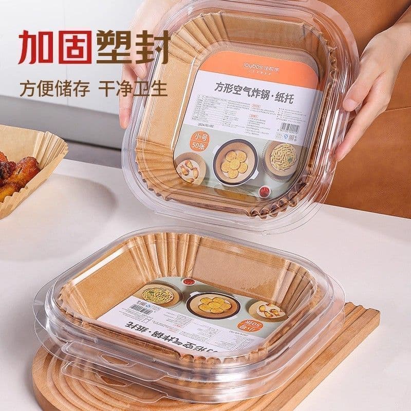 Fritadeira de ar especial forno de papel almofada absorvente de óleo papel doméstico tigela de papel alumínio fritadeira