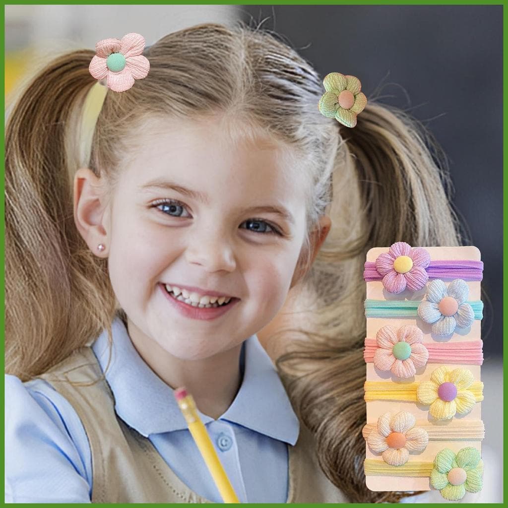 Crianças Laços De Cabelo Grosso Fino Encaracolado Rabo De Cavalo Titular Moda Estilo Ferramenta 6 Peça Meninas Acessório