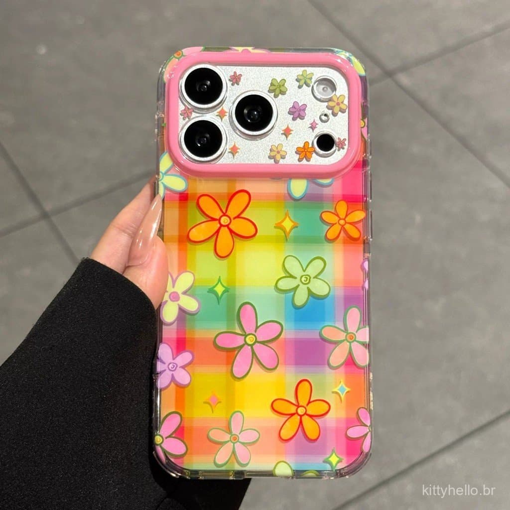 Padrão floral estilo Ins adequado para iPhone 17 Pro Max, capa para iPhone 16 colorida, 15 tridimensional, 14 floral.