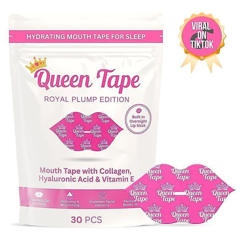Queen Tape - Fita Hidratante e Umectante para Dormir - Edição Royal Plump - Para Aumento de Volume Labial - Fita para Bo