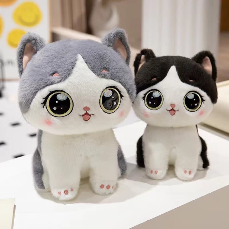 6574 Gato Florescente Boneca Miau Branco Brinquedo de Pelúcia Fofo Simulação Gato Boneca Brinquedo Infantil Ragdoll Pelú