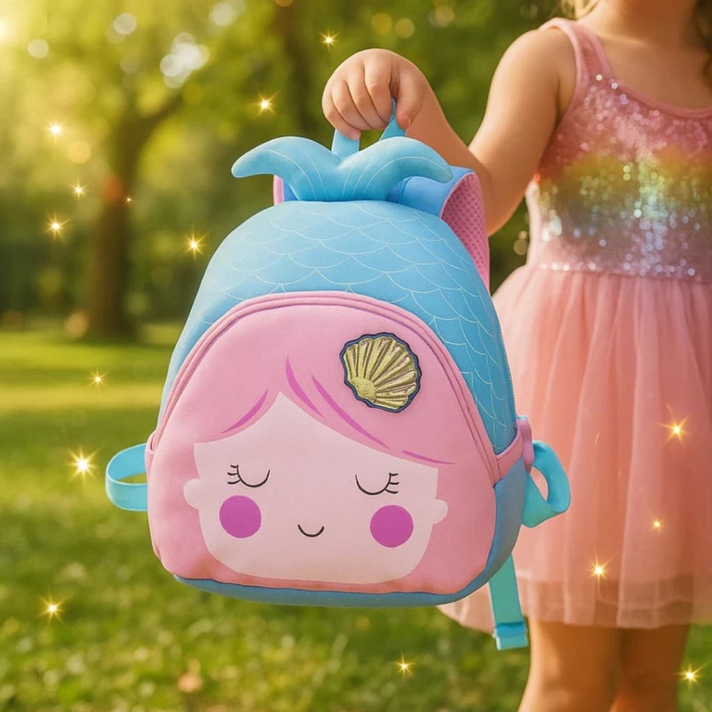 Mini Mochila Sereia Kids Infantil Colorida Compacta Ziper Bolso Passeio Escola