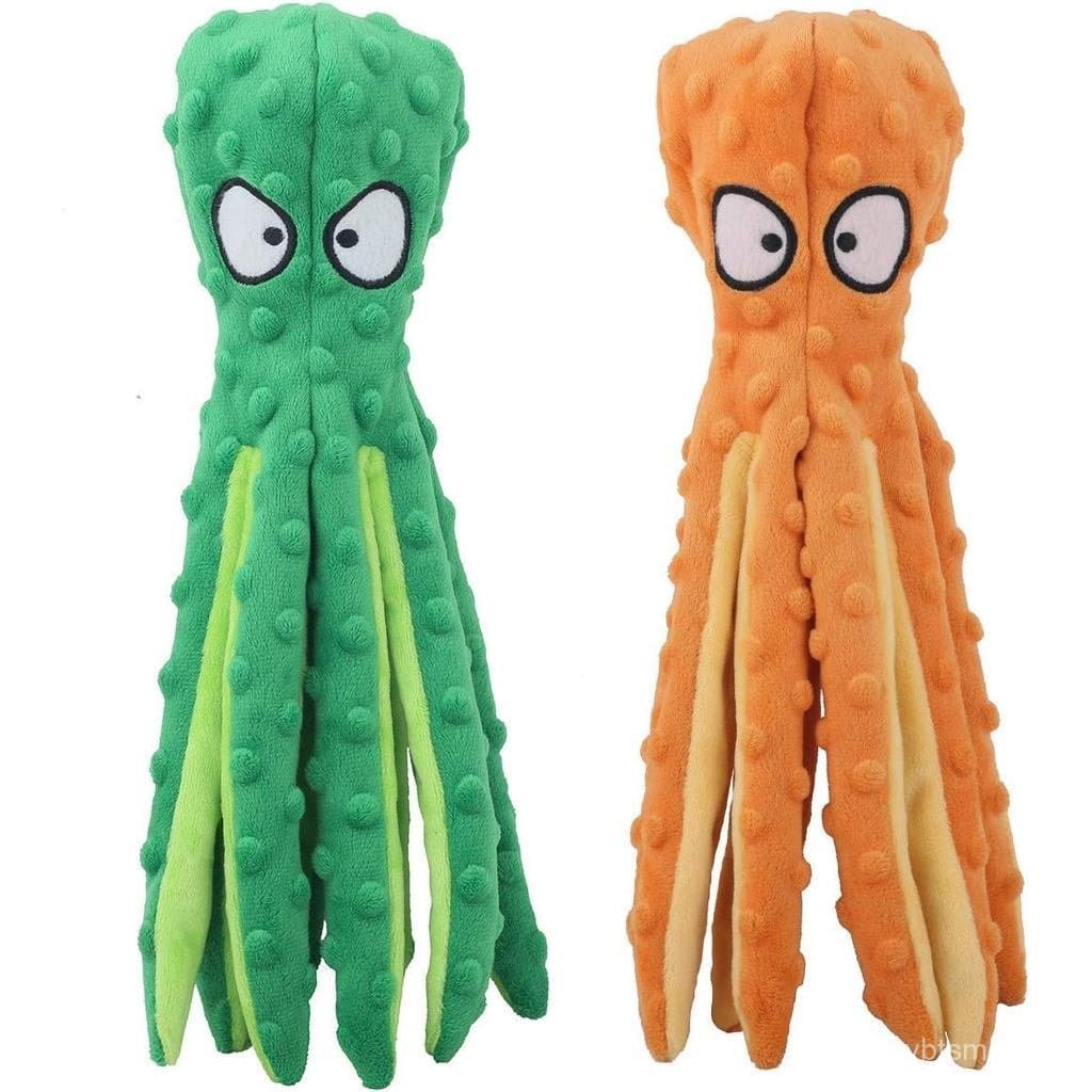 Brinquedos para Cães com Som de Apito - Polvo - Brinquedos de Pelúcia Sem Enchimento para Filhotes em Fase de Dentição,