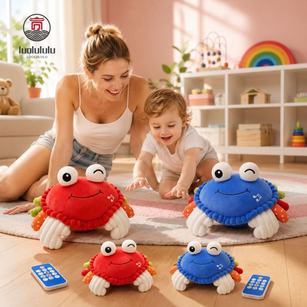 LUOLULULU Brinquedos Elétricos De Caranguejo Rastejante De Pelúcia , Torção Rastejando Música Dinâmica Brinquedo Musical