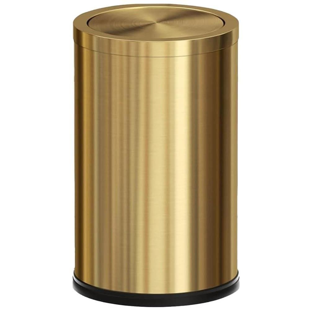 Lixeira de Banheiro Dourada de 18L/4.7GAL com Tampa, Lixeira de Latão com Tampa Rebatível, Aço Inoxidável Escovado para