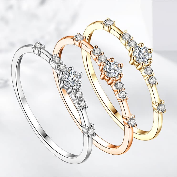 JZ464 influenciador 7 pequenos anéis de diamante japonês coreano estudante anel cauda Micro-incrustado zircão ins estilo