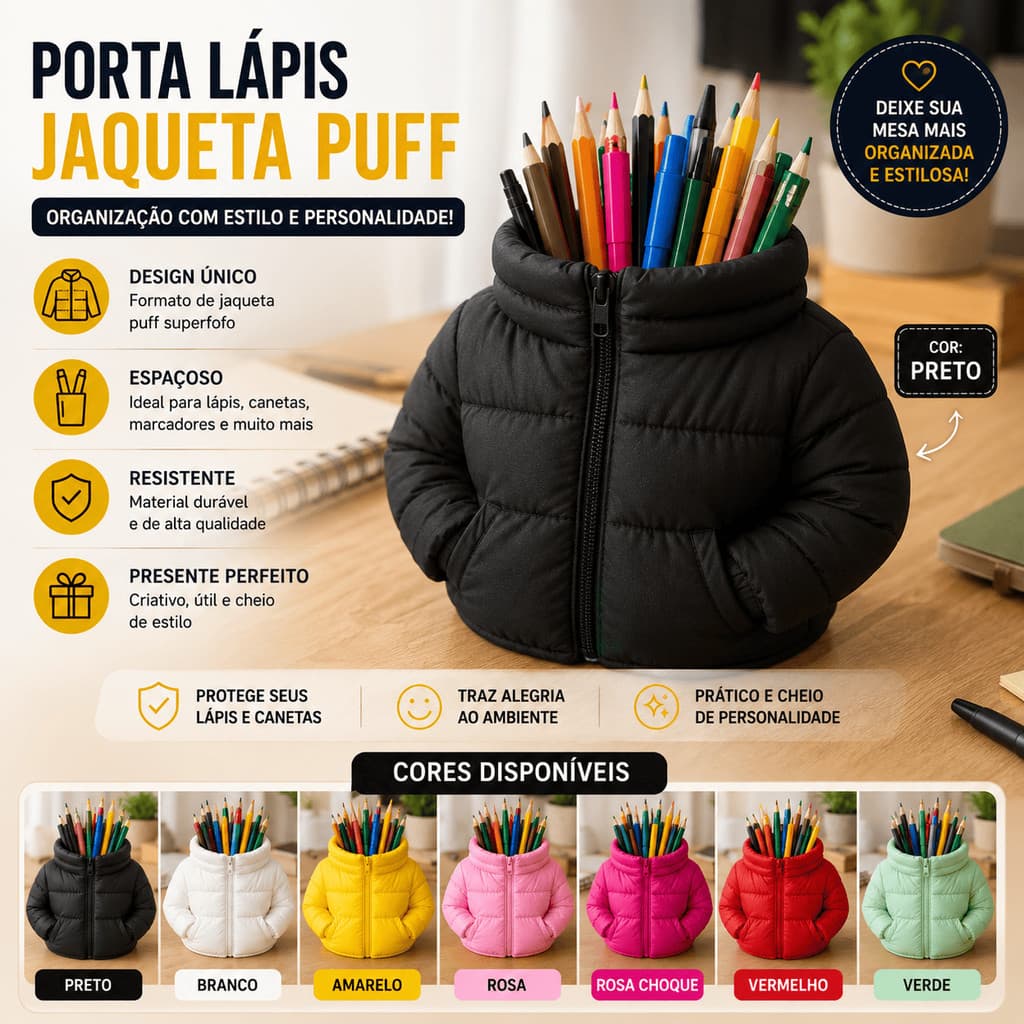 Porta Lápis Caneta Jaqueta Frio Pincel Organizador Decoração Moderna Presente Escritório Home Office
