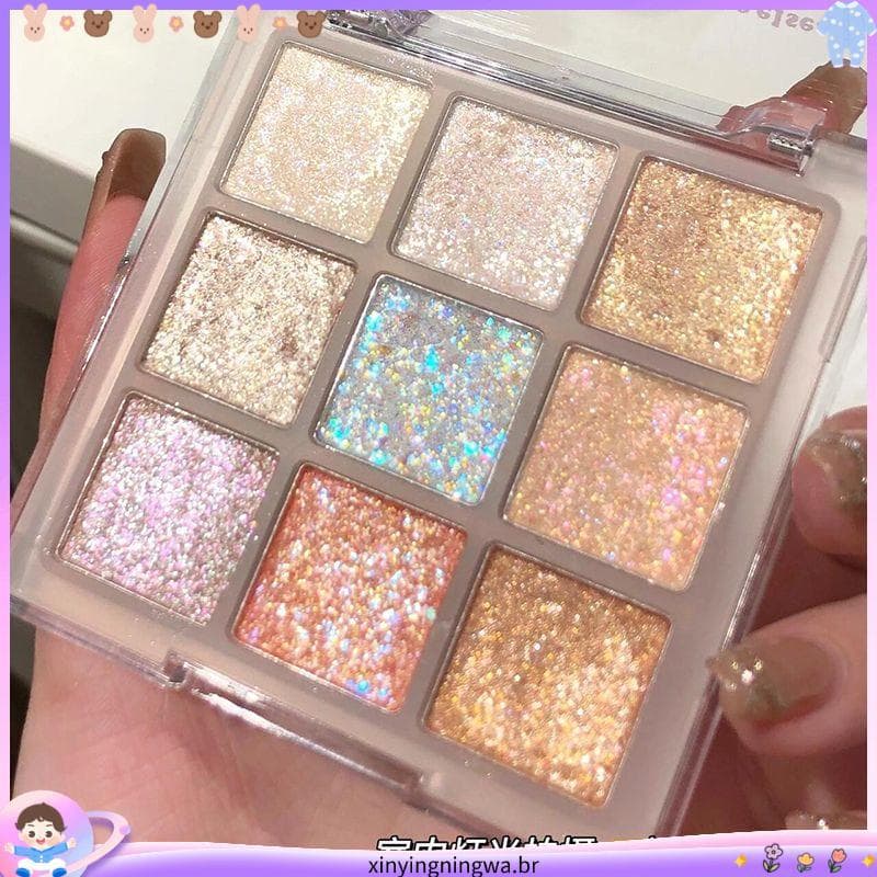 Nove cores galáxia querida piscando champanhe cor iluminador sombra colorida lantejoulas Glitter paleta de sombra brilha