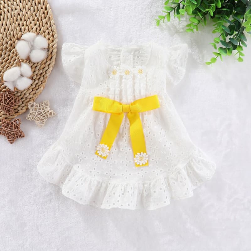 Novo vestido elegante de princesa com estampa floral e borboletas para cães, roupas finas para animais de estimação para