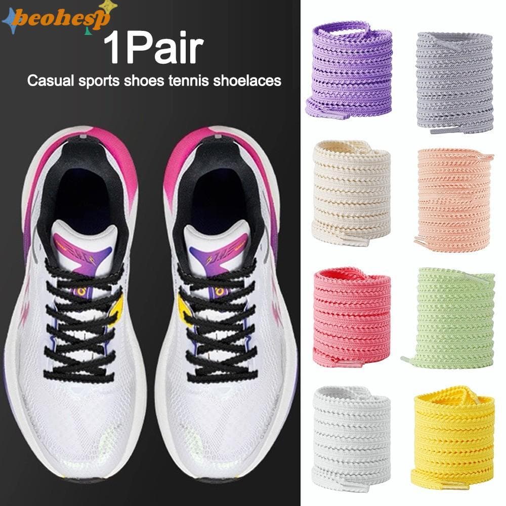 BEOHESP 1 Par De Cadarços De Tênis De 120 Cm , Esportivos Planos Elásticos Poliéster Coloridos Para Substituir