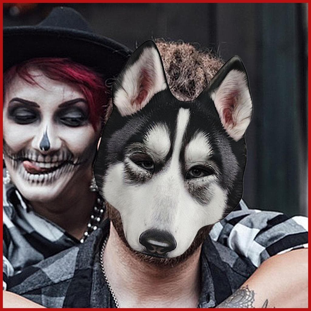 Cão Cosplay Capa Facial Traje De Halloween Prop Com Faixa Ajustável Engraçado Husky Vestir-Se Máscara Para Adolescentes