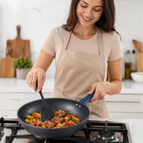 Frigideira Antiaderente Nanoceramica 24cm Azul Alta Durabilidade Cozinha Saudavel