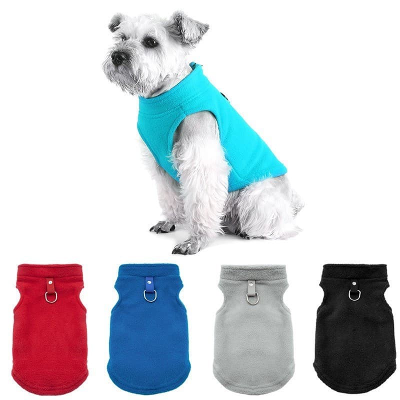 Roupa de outono inverno para cães, colete quente de lã com alça para animais de estimação, jaqueta para filhotes, vestuá