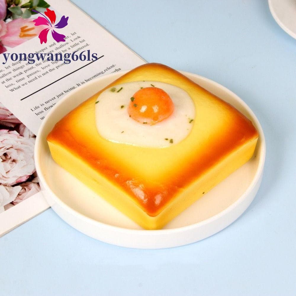 YONGWANG Squeeze Bread Toy , Squishy Realista De Torrada De Ovo Frito Com Ascensão Lenta , Espuma Macia Para Mão , Mole