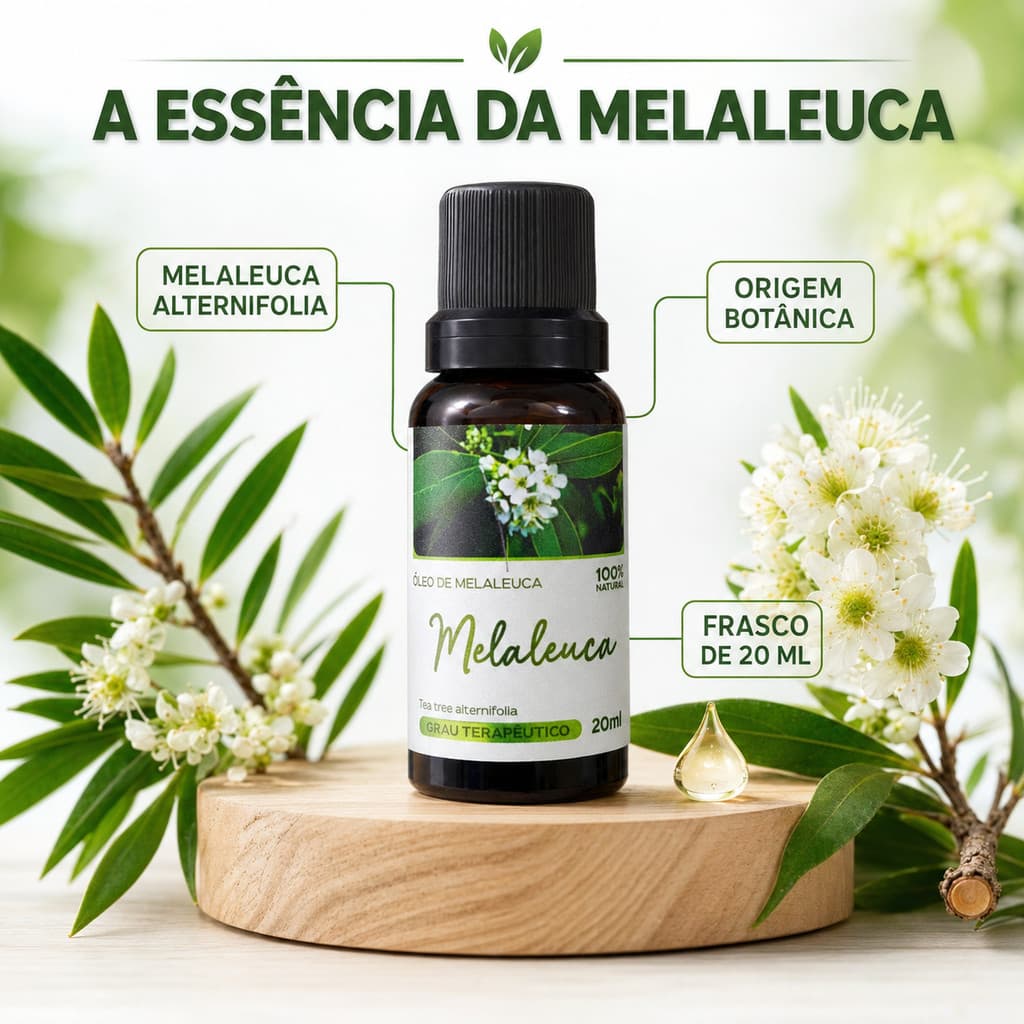Oleo Essencial de Melaleuca Terapeutico 100% Puro 20 ml Frieiras Fungos Micoses acne Oleosidade