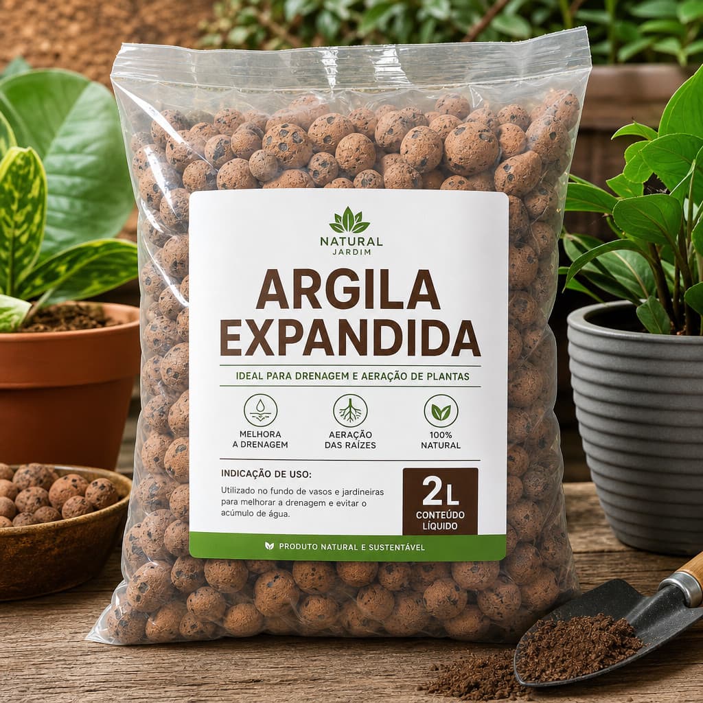 Argila Expandida 2Litros Pedra Para Jardim Drenagem Floreiras Obras Decoração de Vasos Natural