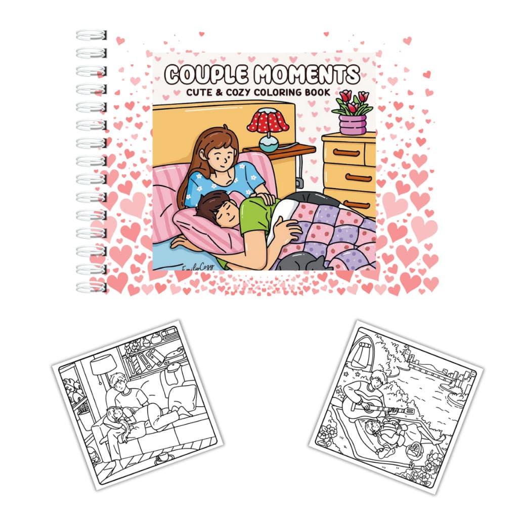 Livro para Colorir Couple Moments Cute and Cozy A5 180G Acompanha Acetato