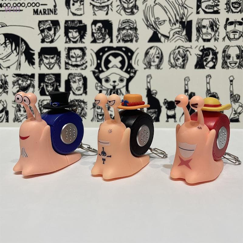 Chaveiro de Figura Den Mushi do Anime One Piece, Boneco Decorativo, Brinquedo com Alto-falante e Botão Gravável para Alí