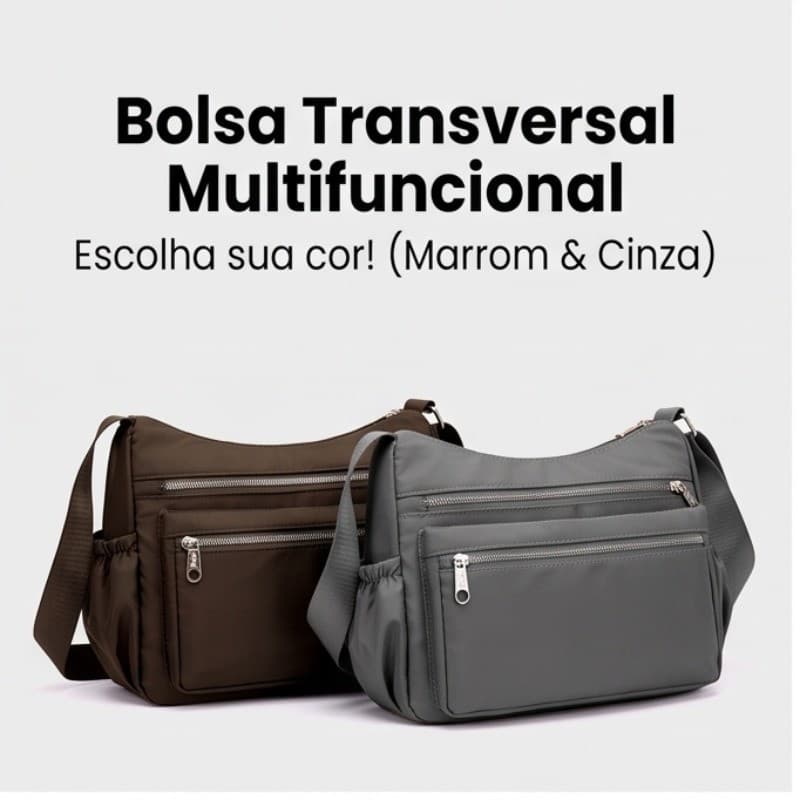 Bolsa Transversal Multifuncional em Nylon - Leve, Impermeável e Resistente para o Dia a Dia