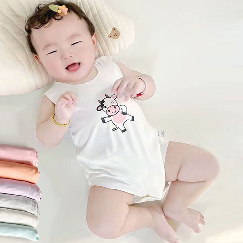 Colete Modal bebê macacão bebê verão macacão bebê sem mangas triângulo macacão desossado classe A fino