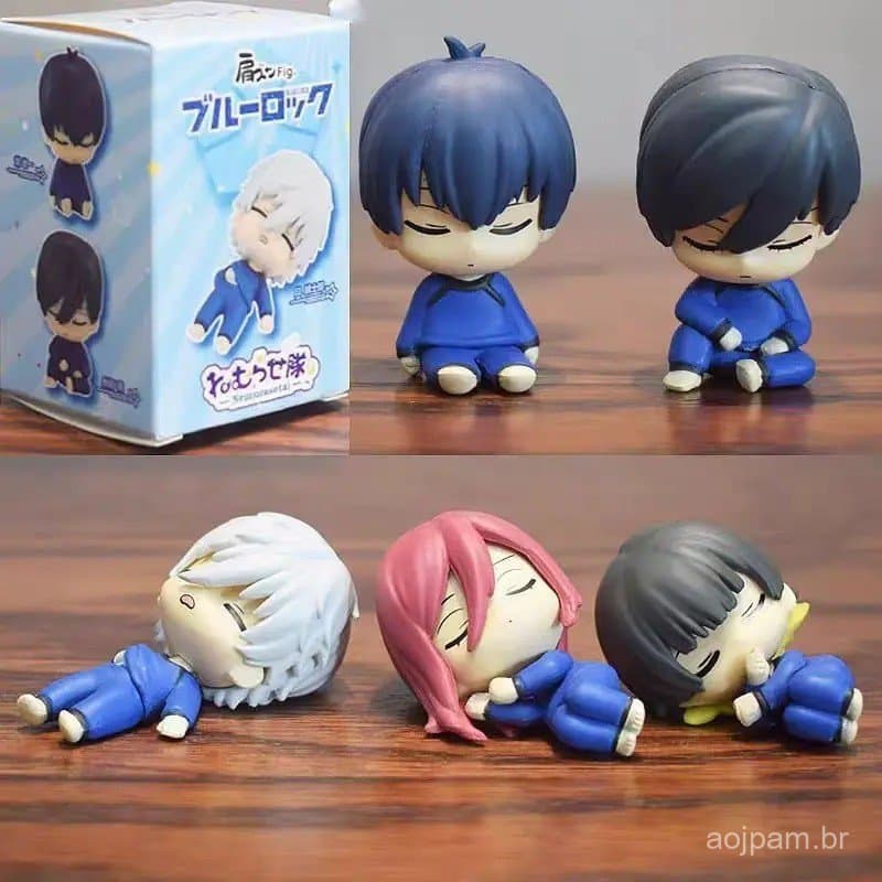 Q Edição Azul Bloqueio Anime 5 Pçs/Set Figuras De Dormir Hyoma Chigiri Isagi Yoichi Estatueta Modelo Decoração Desktop B