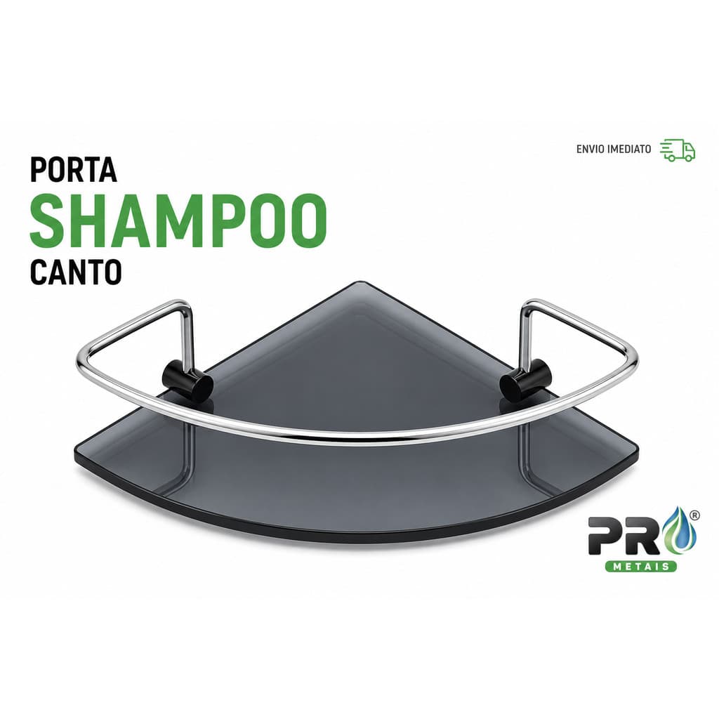 Porta Shampoo Para Banheiro Suporte De Vidro 6mm Fumê Canto Mesclado Anti Ferrugem