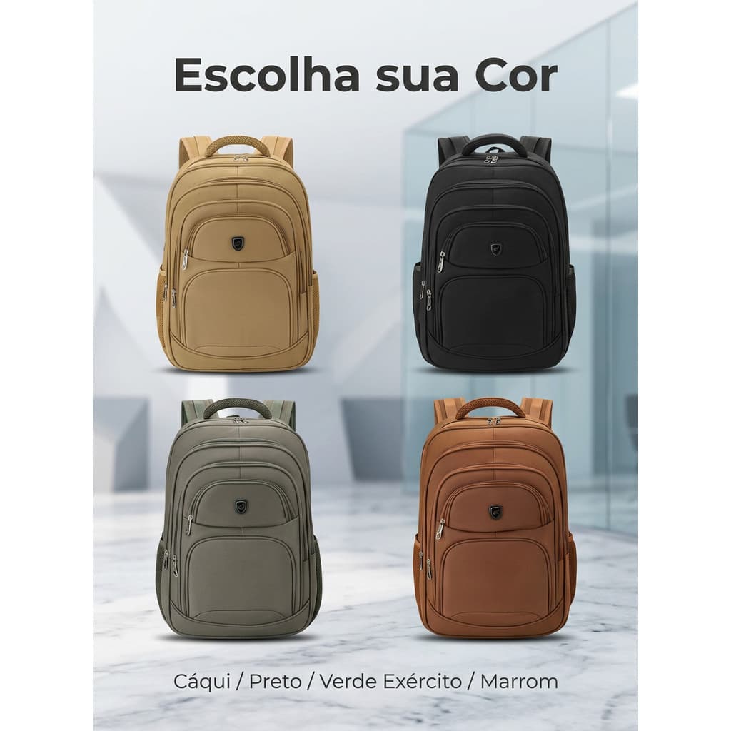 Mochila Grande 52cm com Múltiplos Compartimentos – Mochila Reforçada para Trabalho, Estudos e Viagens