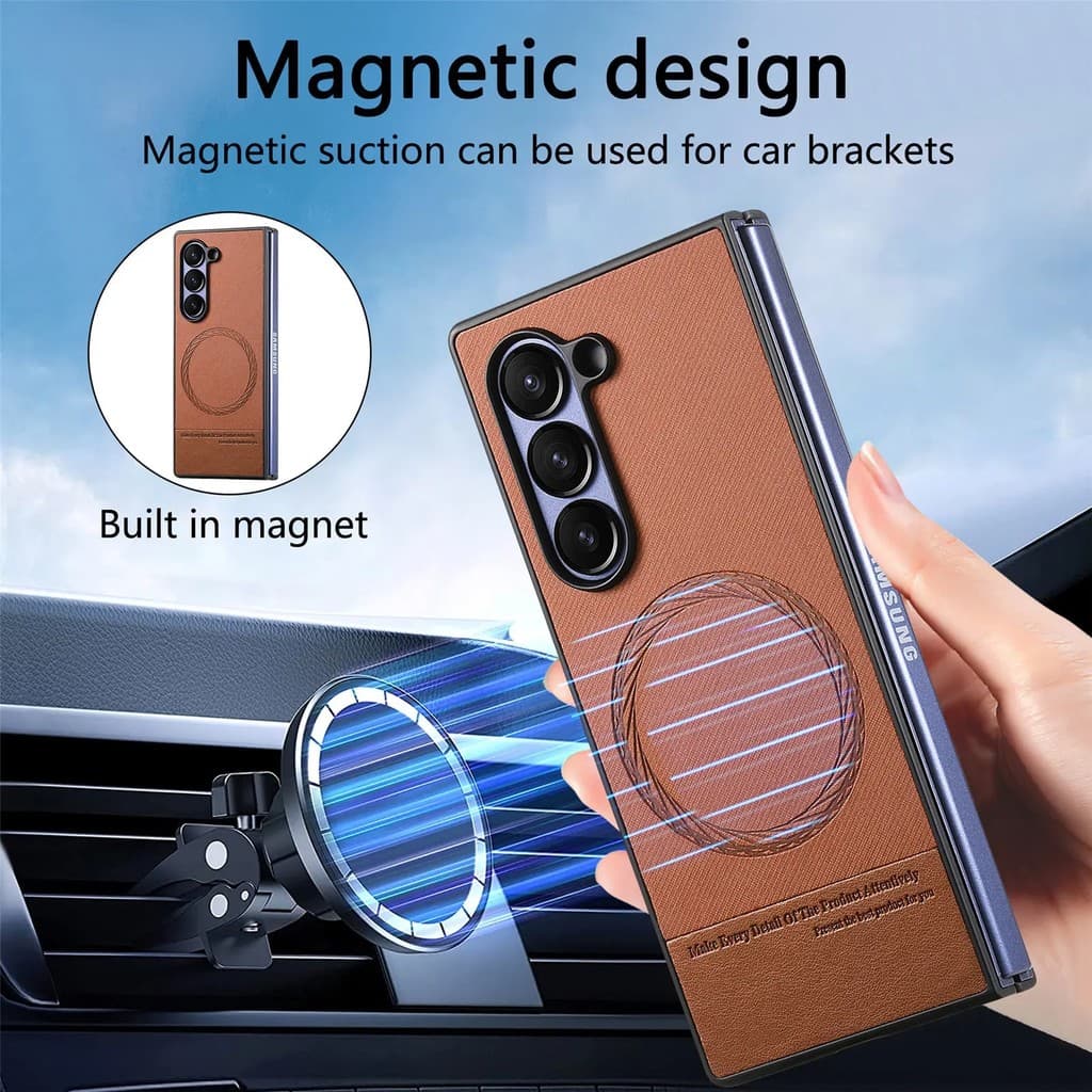 Capa De Couro PU De Tecido De Carregamento Sem Fio Para Samsung Galaxy Z Fold 8 Ultra ZFold 7 6 5 4 3 Cor Lisa Denim Pan