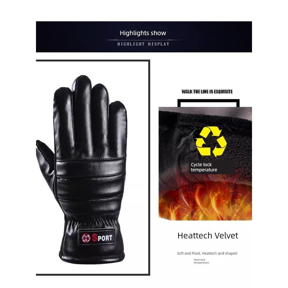 Homens luvas de ciclismo inverno à prova vento forro lã engrossado luvas quentes tela toque bicicleta elétrica Takeaway