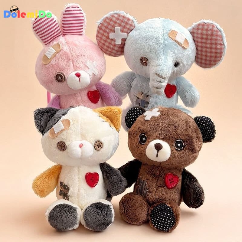 Chaveiro de Pelúcia Autêntico com Urso de Botões e Elefante de Desenho Animado, Presente para Meninas