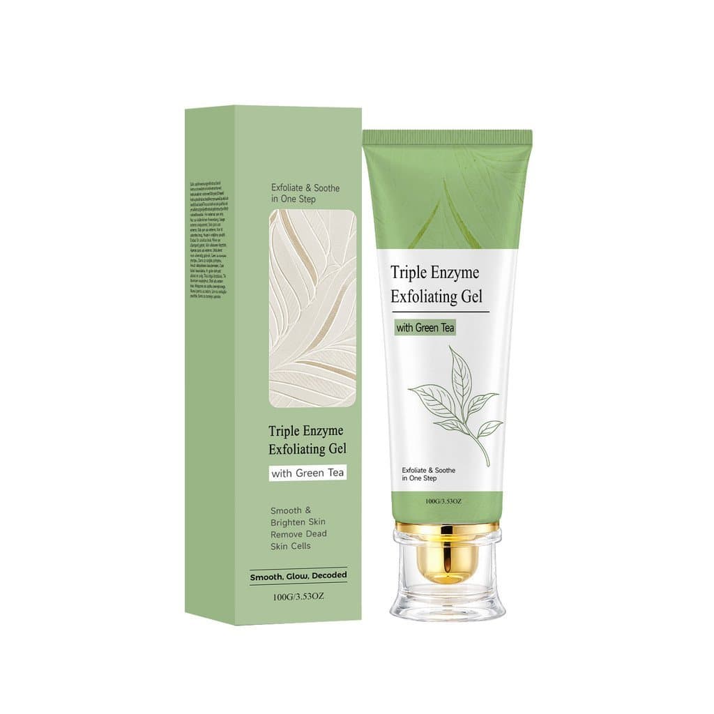 2Pcs Gel Esfoliante Tripla Ação Enzimática com Chá Verde |   Gel Esfoliante Suave para o Rosto Remove a Morta |   S