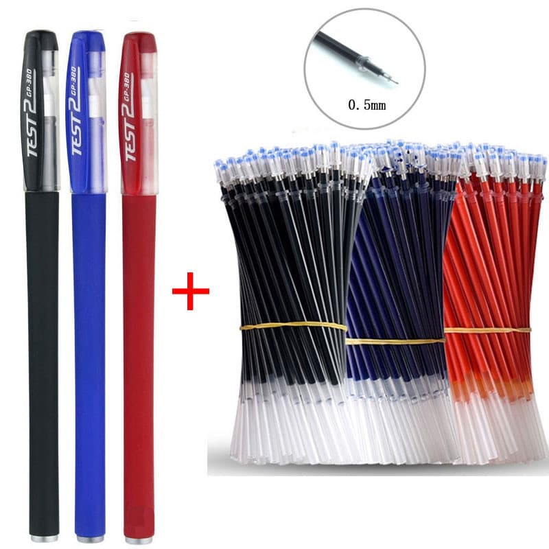 25PCS Caneta Gel Set Neutra Lisa Escrita Rápida 0,5mm Preto Azul Vermelho Cor Vermelha Refil Substituível Material De