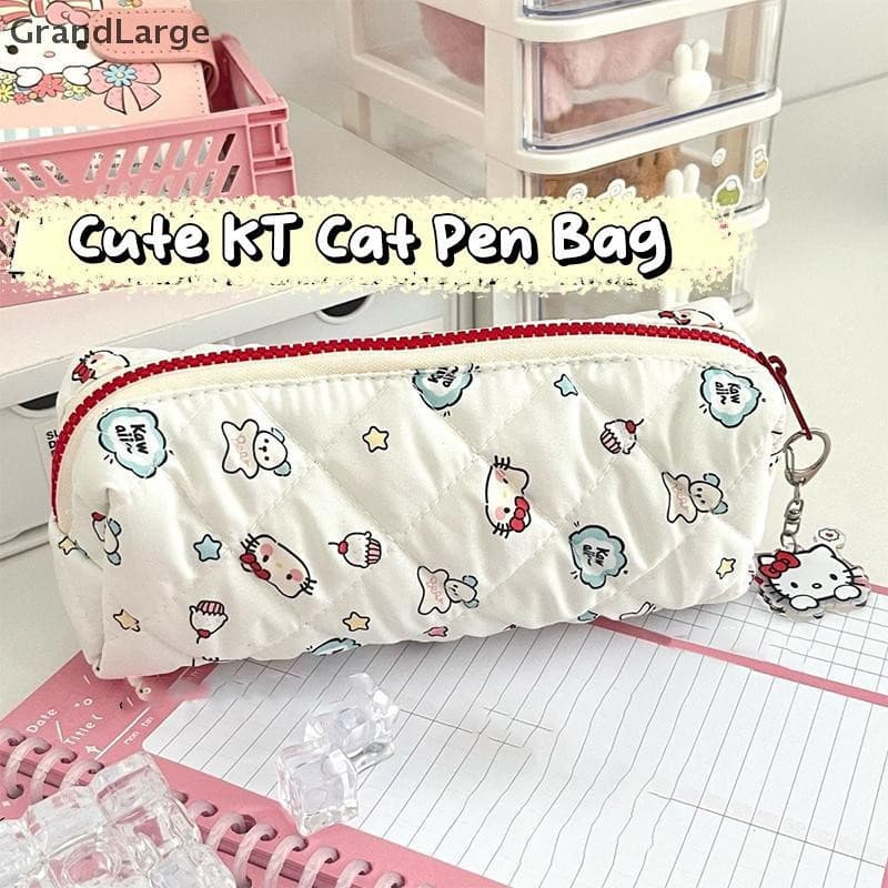 [GrandLarge] Estojo de Lápis Hello Kitty, Estojo de Maquiagem de Grande Capacidade com Desenho Fofo de Gato KT TIXQ