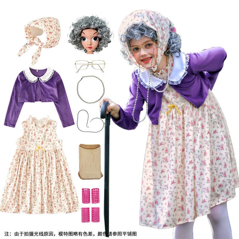Fantasia infantil de carnaval, início da escola, 100 terno antigo, fantasia engraçada, fantasia de esposa, saia Floral