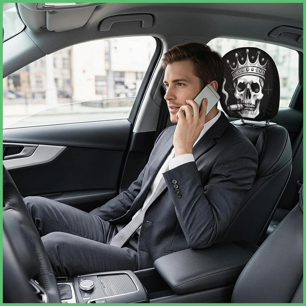 Capas De Encosto De Cabeça Assustadoras Para Carros , 2 Peças , Universal , Caveira De Halloween , Decoração Interior ,