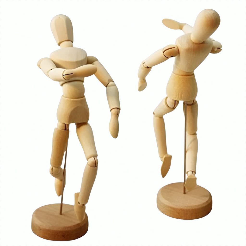 Modelo de marionete de simulação em madeira, 30 cm, destacável e articulada, com design elegante.