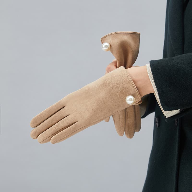 Luvas de Inverno Femininas Estilo Coreano para Atividades ao Ar Livre, Quentes, Fofas, de Camurça e Forro de Lã, para Ci