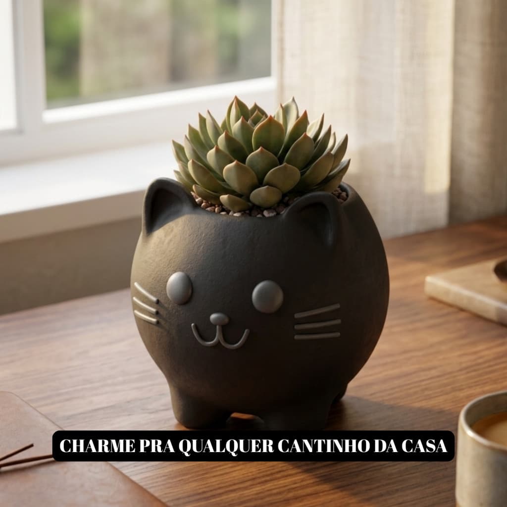 Vaso Cachepot Gato Fofo Decorativo Mini Vasinho Suculenta Plantas