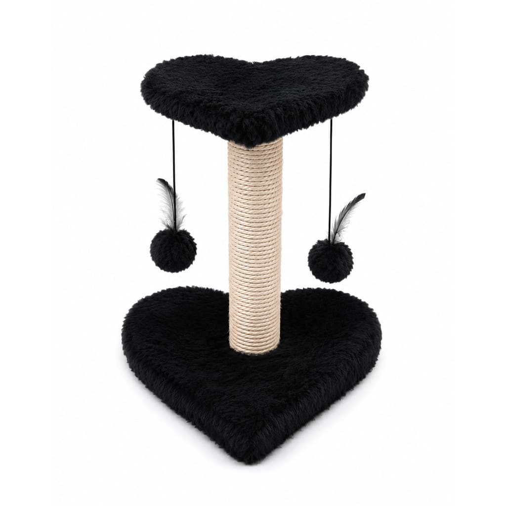 DUO LOVE CAT Arranhador em Formato de Coração com Plataforma Aconchegante e Brinquedos Suspensos para Gatos Estímulo e B