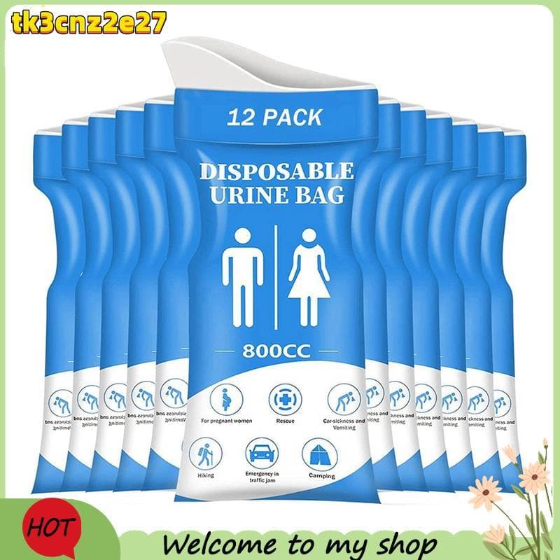 Saco De Urina Descartável 800ML , 12 Peças Portátil Para Mulheres/Homens Sacos De Xixi Viagens Mictório De Emergência E