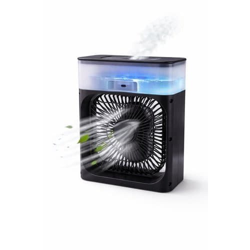 Ventilador Climatizador Portátil Recarregável USB Compacto Silencioso Preto