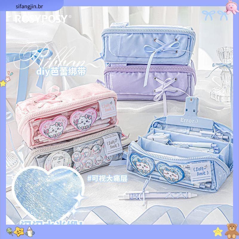 RosyPosy conjunto macio limitado Ballet prisma lápis caso ins saco de papelaria de alto valor feminino grande capacidade